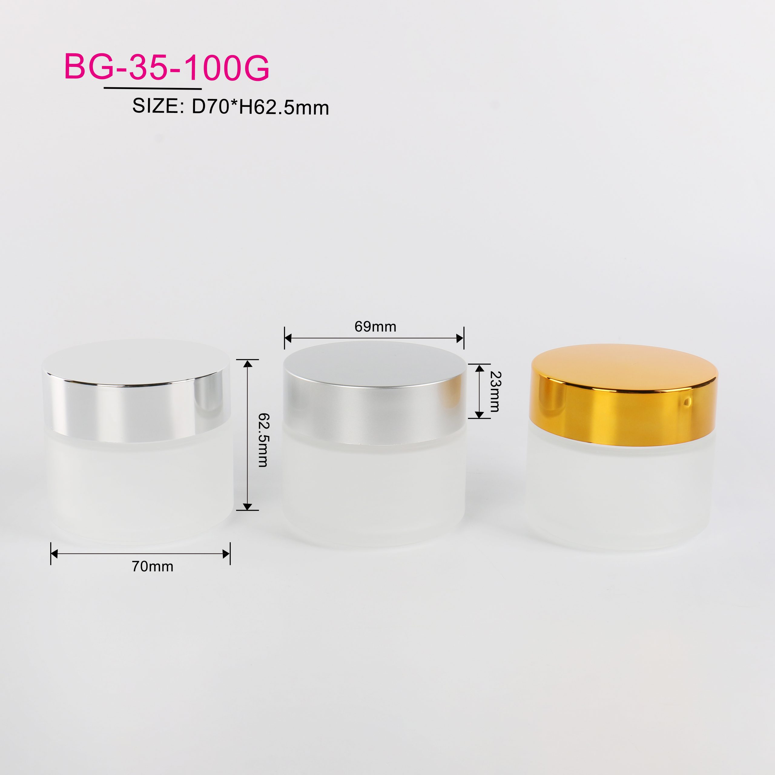 Luxury Face Cosmetic Packaging Containers Custom Empty Frosted Cosmetic Cream Glass Jar 100ml With Silver Gold Lid