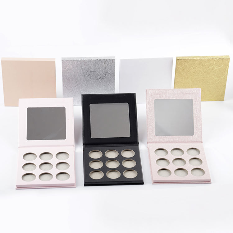 Hot Sale Pink Color Makeup Container Empty Eyeshadow Palette Box Screen Printing Paper Empty Eyeshadow Palette Case