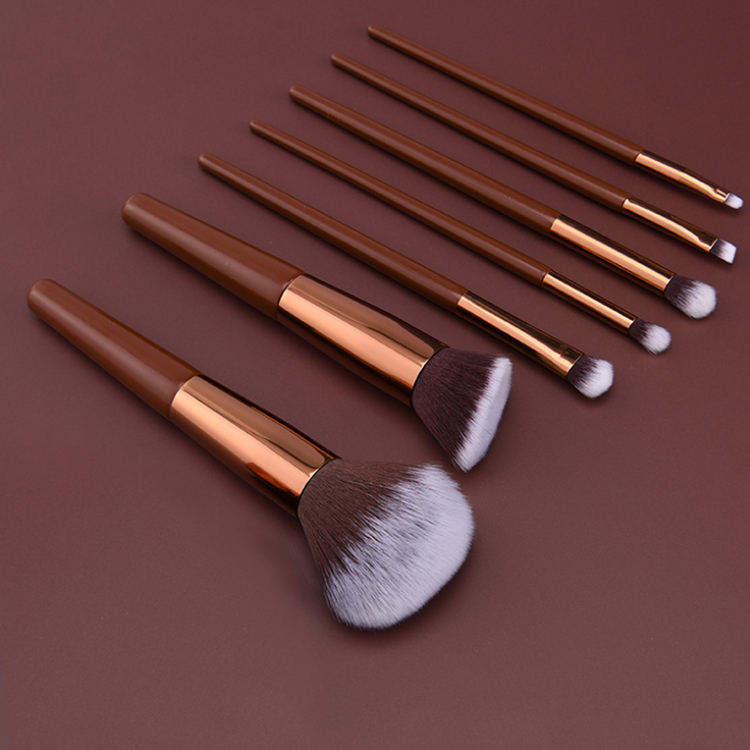 Vegan Flat Foundation Make Up Brushes Kit 8pcs Professional Soft Synthetic Packing Makeup Brush Set With Bag