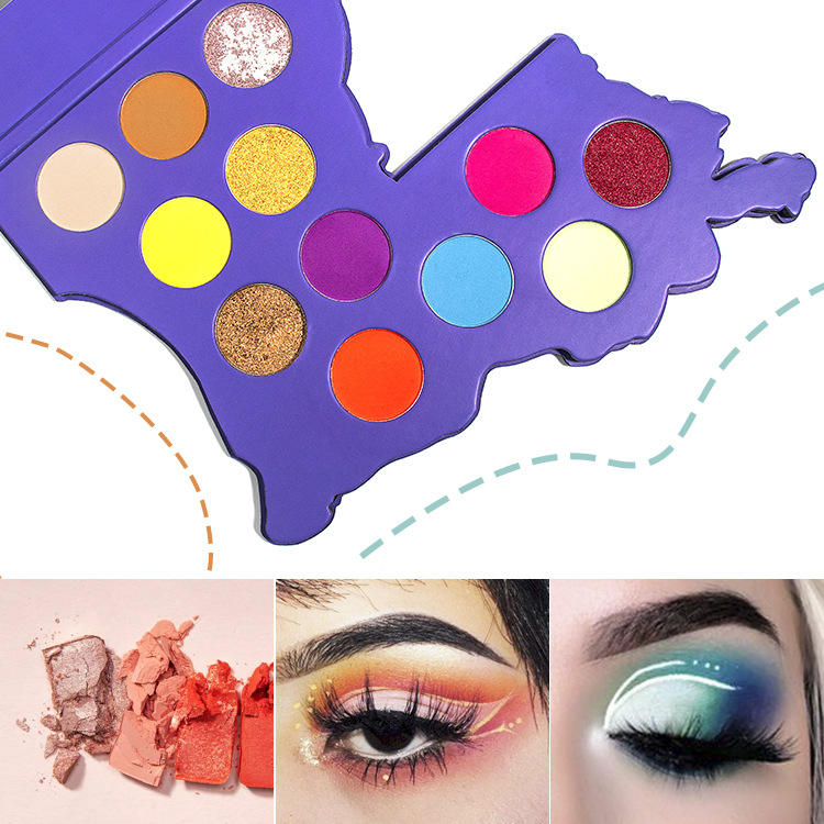 Creative Map Shape Eye Shadow Paper Box Highly Pigmented Custom Eyeshadow Palette