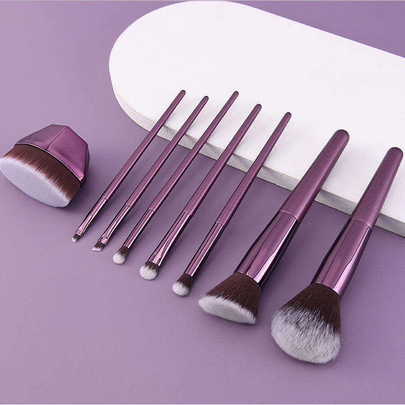 Vegan Flat Foundation Make Up Brushes Kit 8pcs Professional Soft Synthetic Packing Makeup Brush Set With Bag