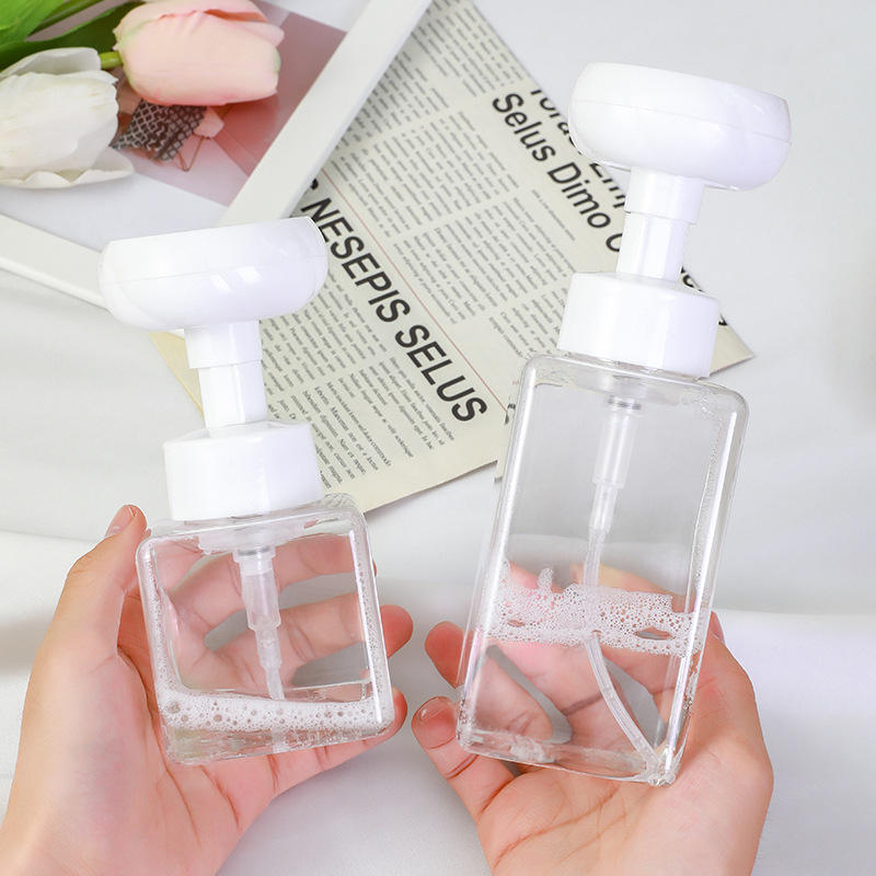 250ml 450ml Empty Plastic Hand Wash Sanitizer Paw Flower Stamp Soap Dispenser Transparent Foam Cleanser Pump Bottle