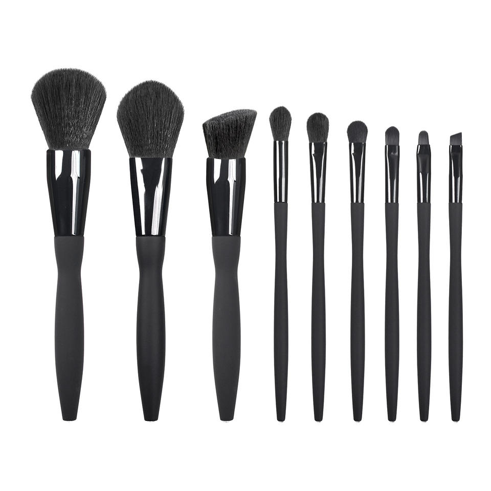 Pro 9pcs Vegan Black Your Own Brand Custom Logo Makeup Brushes Set With Case