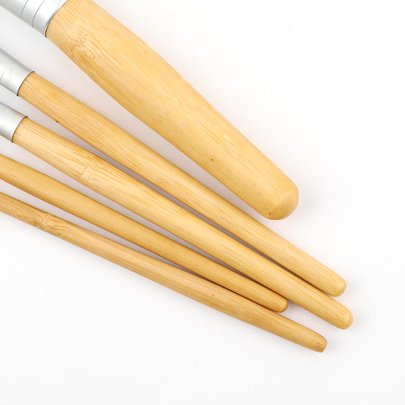 5 Pcs Natural Organic Makeup Brushes Custom Logo Bamboo Makeup Brush Set