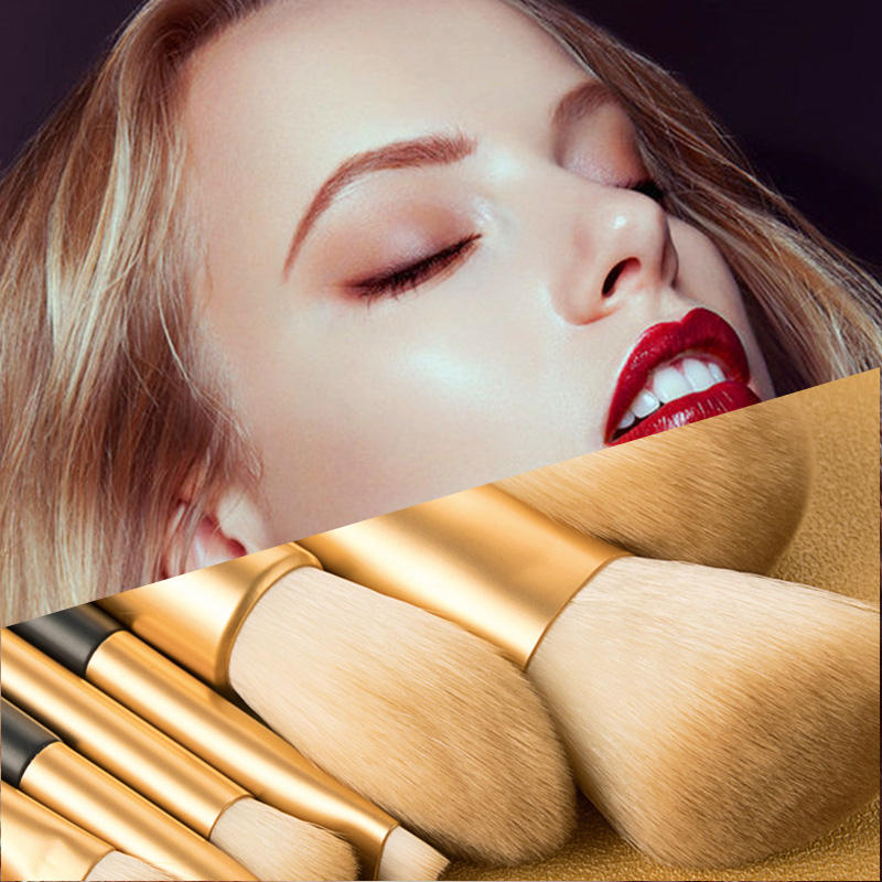 7Pcs Dark Blue Synthetic Hair Wood Handle Oem Makeup Brushes Dense Makeup Brush Set