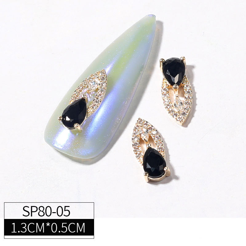 Heart Drop Rhinestones Nail Art Decorations Black Zircon Nail Jewelry Luxury Charms For Diy Nails