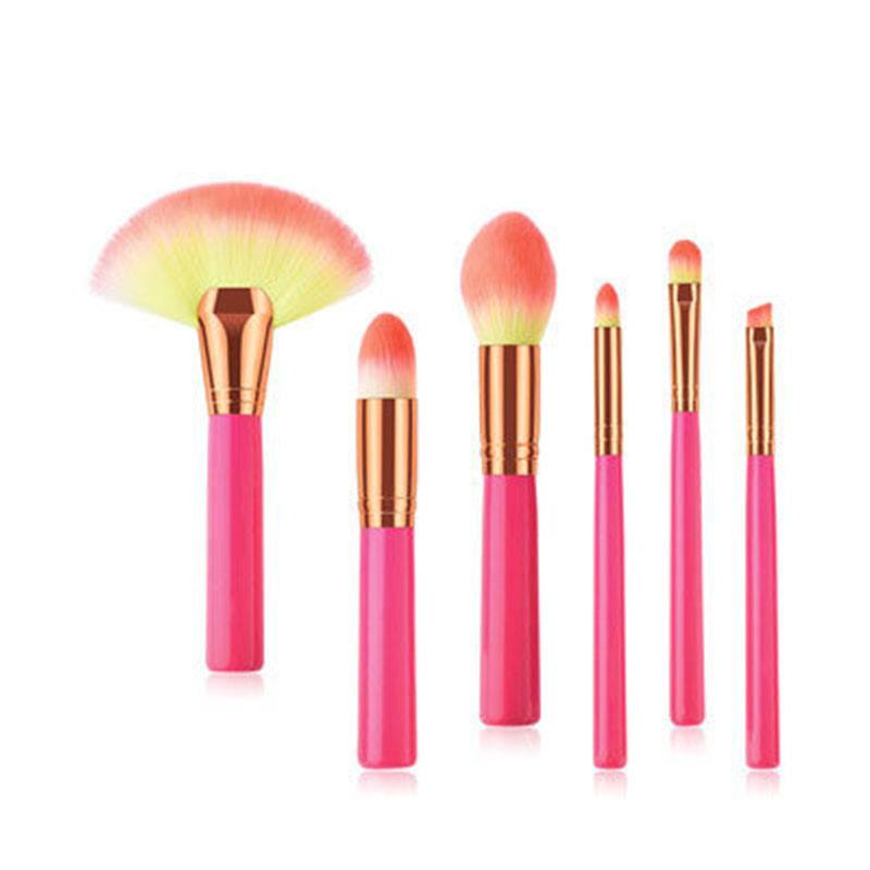 Hot Sale Six Colors Screen Printing Makeup Brushes 6Pcs Foundation Beauty Brush Set