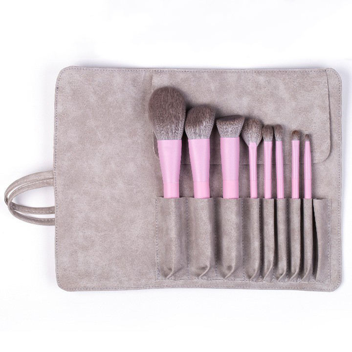 Cosmetic Eco Synthetic 8 Pcs Wood Makeup Brush Set High Quality Vegan Pink Handle Custom Private Label Makeup Brushes