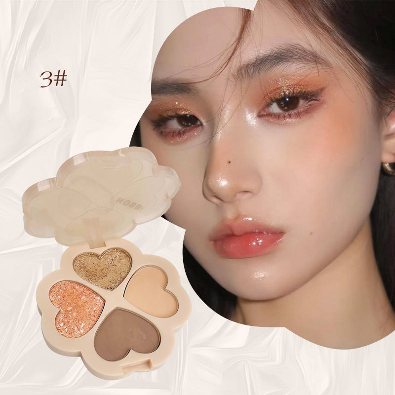 Fine glitter hiGhlight Four-Color Eyeshadow Disc Explosive Pink Pearlescent Galaxy Four-Leaf Clover Make-Up Dazzling Eyeshadow