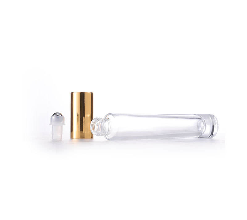 Black White Golden Cap 10ml Long Cylinder Square Roll On Lip Oil Bottle