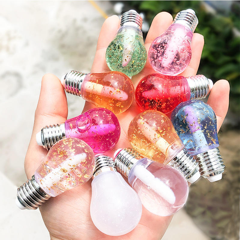 Shea Butter Fruit Burst Lip Glaze Gloss Lips Care Transparent Customer Logo Mini Light Bulb Fruit Flavor Lipgloss