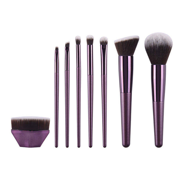 Vegan Flat Foundation Make Up Brushes Kit 8pcs Professional Soft Synthetic Packing Makeup Brush Set With Bag