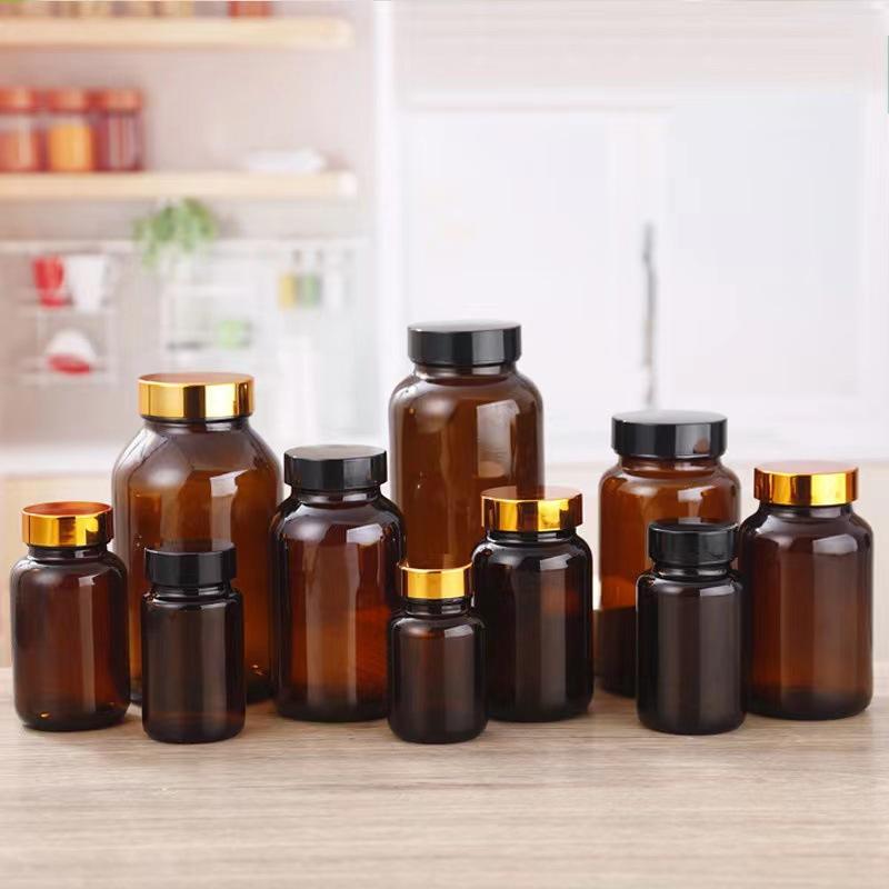 Pharmaceutical Packaging 60ml 75ml 200ml Wide Mouth Brown Capsule Glass Bottle