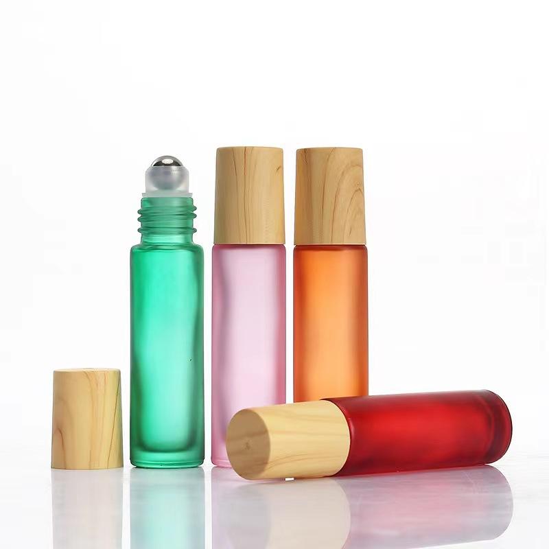 Custom 10ml Colorful Rollerball Essential Oil Perfume Glass Frosted Rollerball Bottle