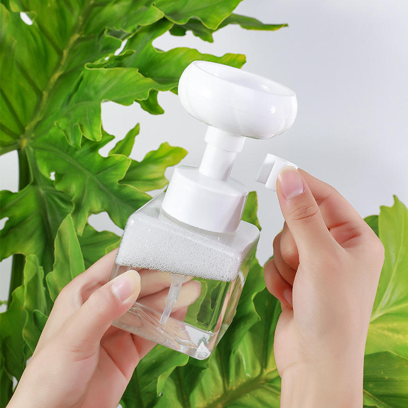 250ml 450ml Empty Plastic Hand Wash Sanitizer Paw Flower Stamp Soap Dispenser Transparent Foam Cleanser Pump Bottle