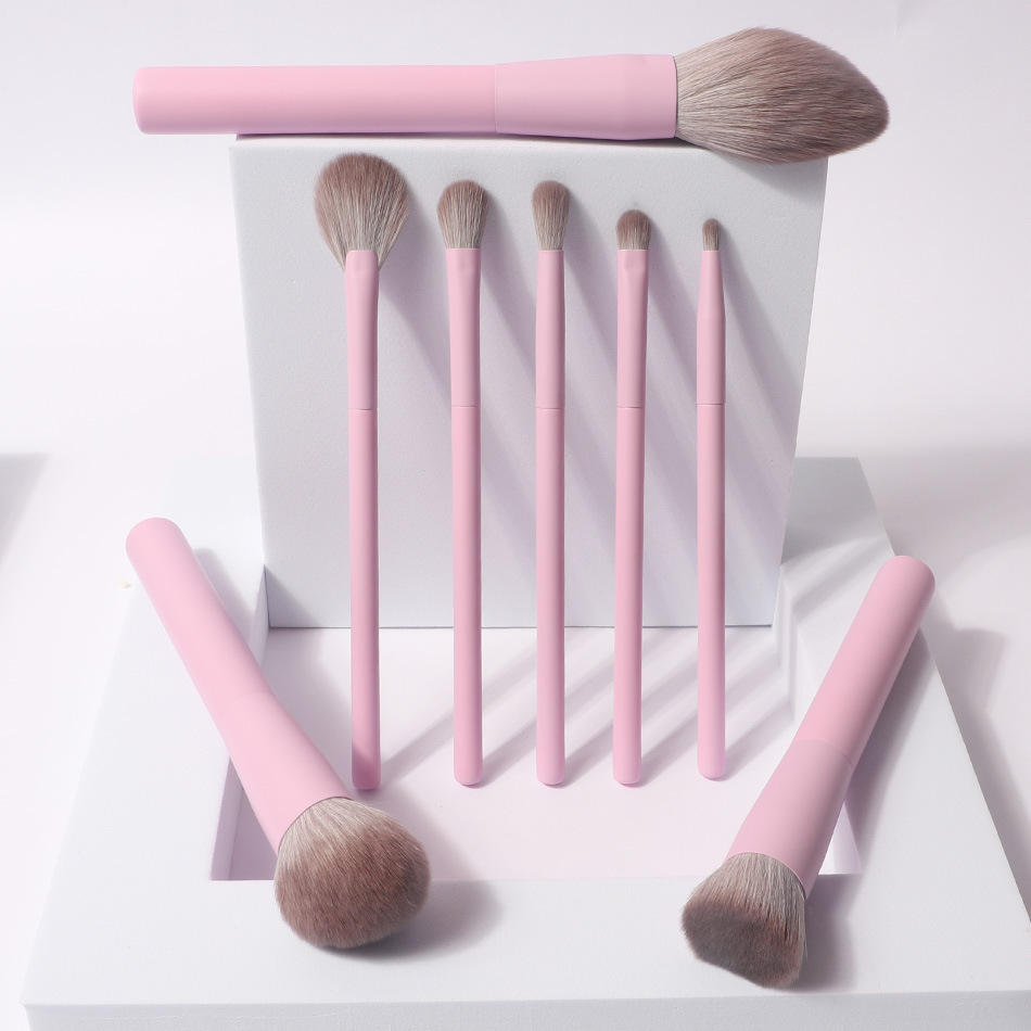 Cosmetic Eco Synthetic 8 Pcs Wood Makeup Brush Set High Quality Vegan Pink Handle Custom Private Label Makeup Brushes