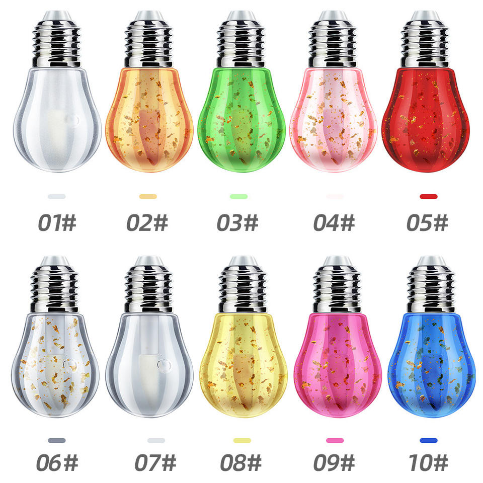 Shea Butter Fruit Burst Lip Glaze Gloss Lips Care Transparent Customer Logo Mini Light Bulb Fruit Flavor Lipgloss