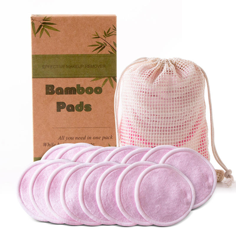 OEM Reusable Bamboo Eco-friendly Make Up Remover Puff Velvet Washable Makeup Remover Pads