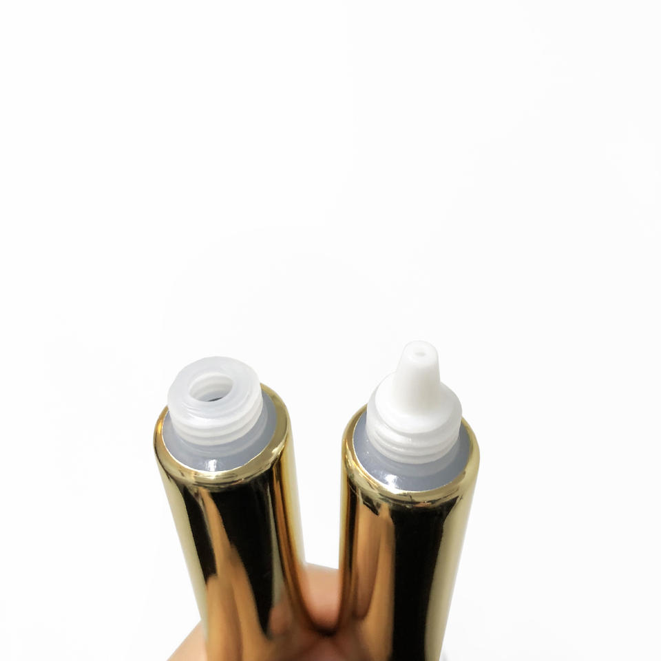 10ml 20ml Gold Bright Aluminum Plastic Compound Soft Lotion Tube Packaging Eye Cream Tube 10g Gold Makeup Squeeze Tube