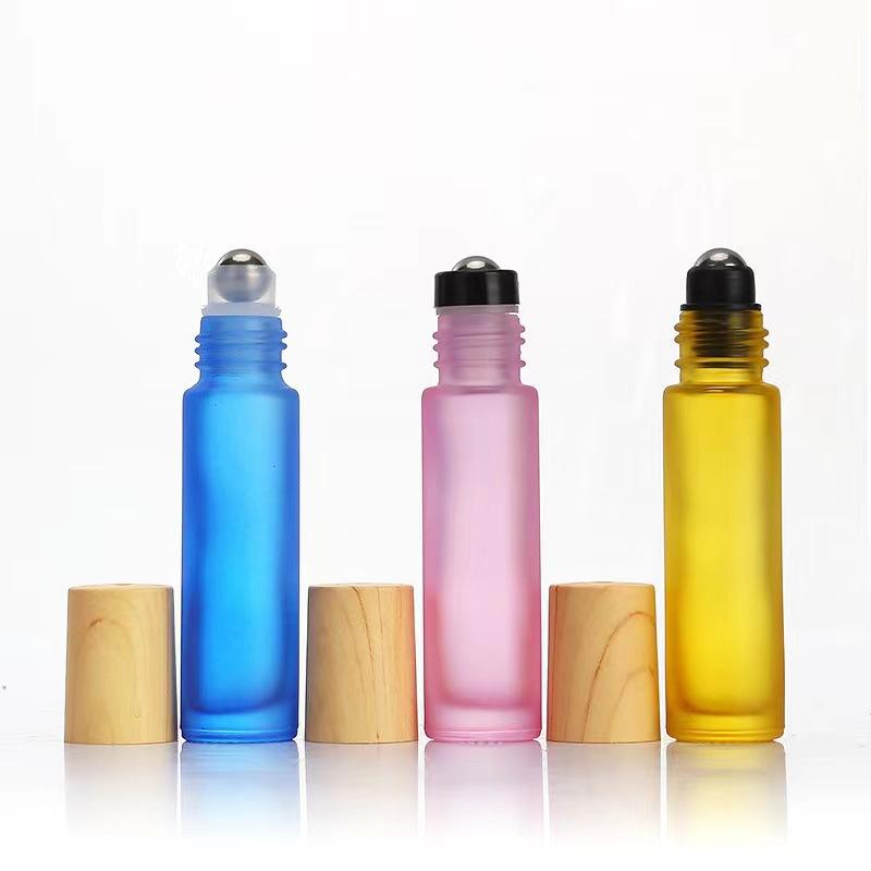 Custom 10ml Colorful Rollerball Essential Oil Perfume Glass Frosted Rollerball Bottle