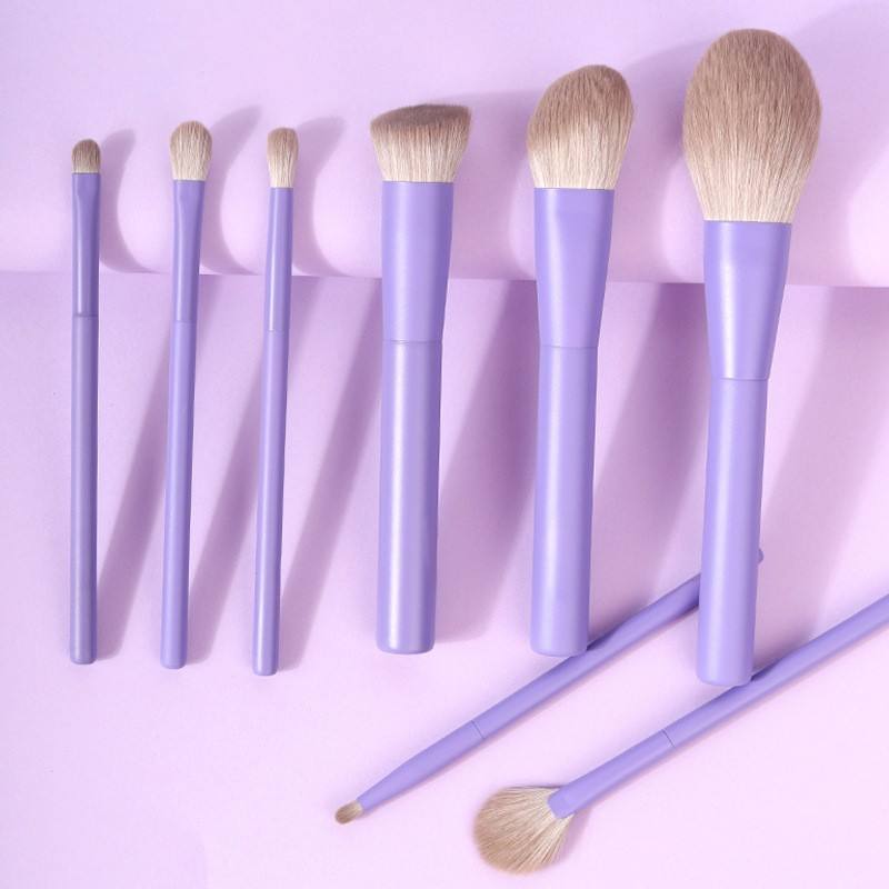 Cosmetic Eco Synthetic 8 Pcs Wood Makeup Brush Set High Quality Vegan Pink Handle Custom Private Label Makeup Brushes