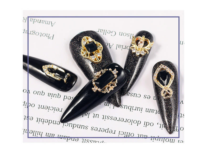 Heart Drop Rhinestones Nail Art Decorations Black Zircon Nail Jewelry Luxury Charms For Diy Nails