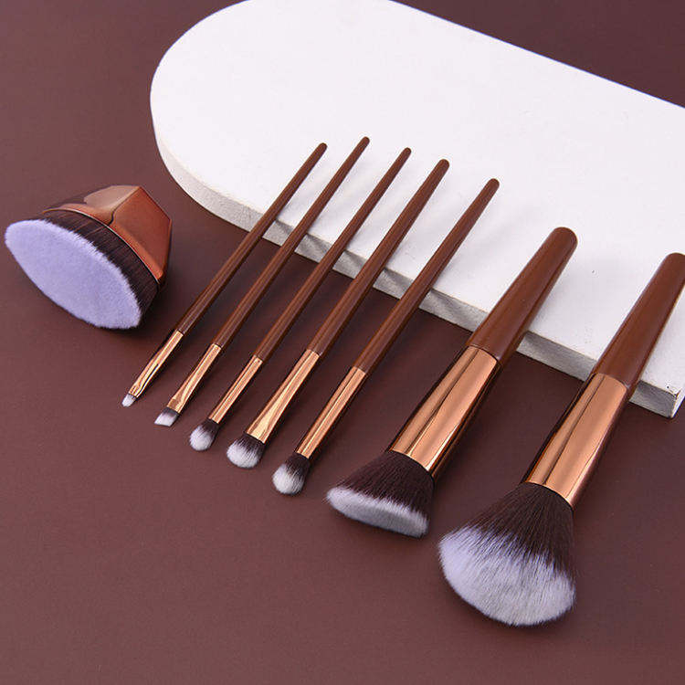 Vegan Flat Foundation Make Up Brushes Kit 8pcs Professional Soft Synthetic Packing Makeup Brush Set With Bag