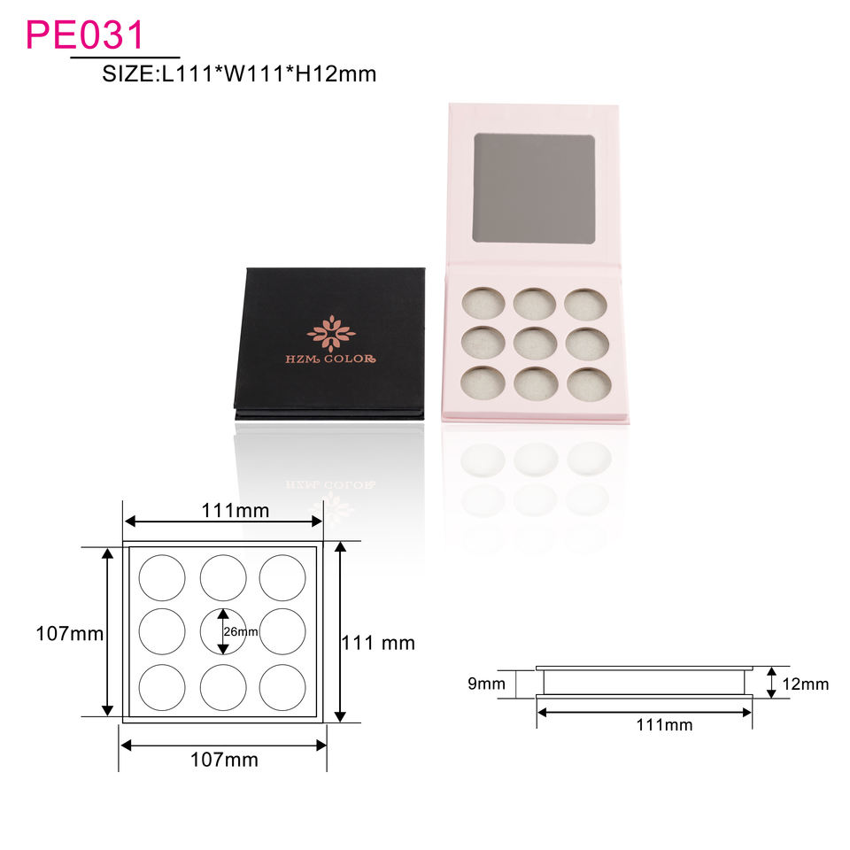 Hot Sale Pink Color Makeup Container Empty Eyeshadow Palette Box Screen Printing Paper Empty Eyeshadow Palette Case