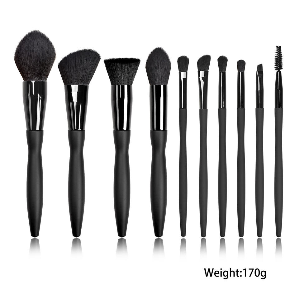 Pro 9pcs Vegan Black Your Own Brand Custom Logo Makeup Brushes Set With Case