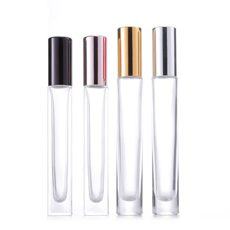 Black White Golden Cap 10ml Long Cylinder Square Roll On Lip Oil Bottle