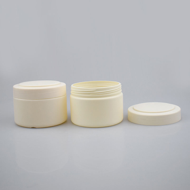 PE Sheep Oil Moisturizing Cream Jar 250g Beige Large Capacity Cosmetics Empty Wide Mouth Screw Hdpe Plastic Jar With Cover