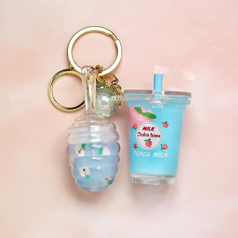 Custom Logo Kids Lip Gloss Care Pink Lip Oil Private Label Cute Travel Honey Keychain Girls Fruit Lip Gloss With Keychain Decor