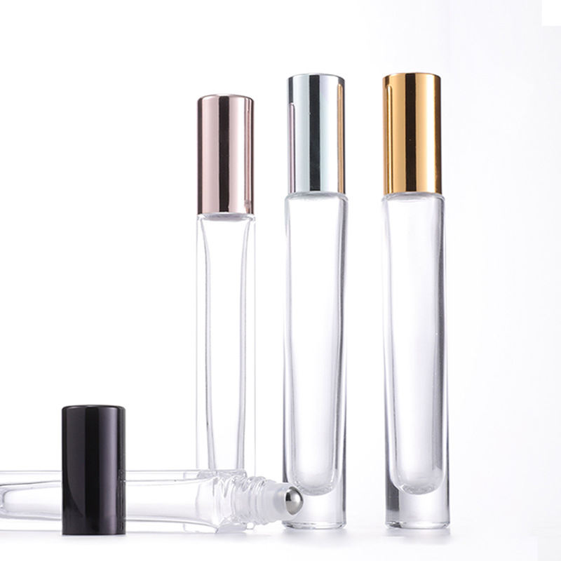 Black White Golden Cap 10ml Long Cylinder Square Roll On Lip Oil Bottle