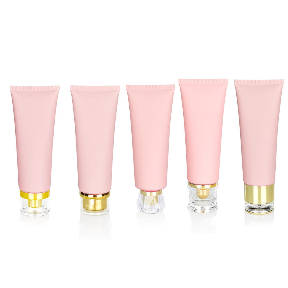 Acrylic Lid Soft Tube Matte Pink Squeeze Facial Cleanser Tube Lotion Bottle Shower Gel Packaging Empty Packaging Tube