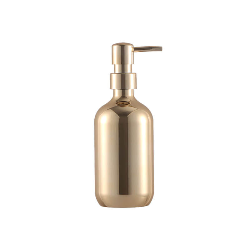 Luxury Pet 300ml 500ml Silver Electroplated Gold Round Plastic Lotion Bottle With Pump For Shampoo Conditioner Shower Gel Bottle