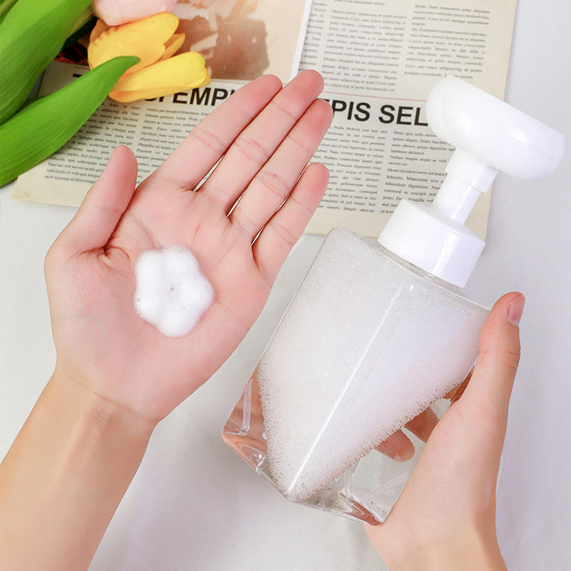 250ml 450ml Empty Plastic Hand Wash Sanitizer Paw Flower Stamp Soap Dispenser Transparent Foam Cleanser Pump Bottle