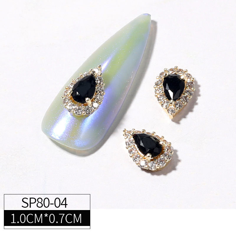 Heart Drop Rhinestones Nail Art Decorations Black Zircon Nail Jewelry Luxury Charms For Diy Nails