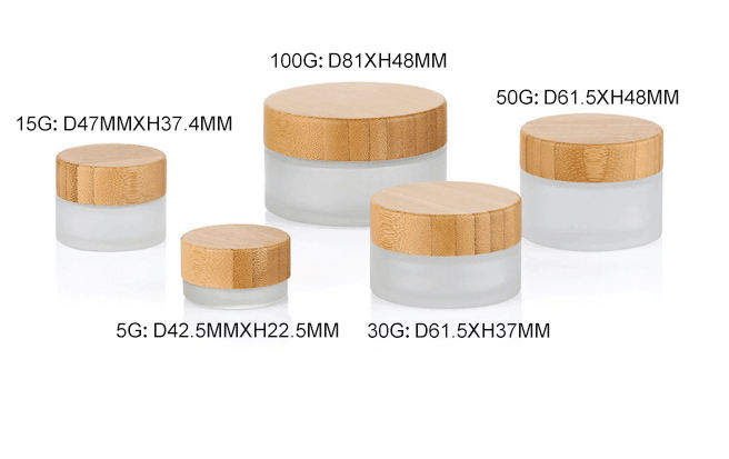 5g 15g 30g 50g 100g Natural Cream Packaging Round Shape Bamboo Lid Frosted Glass Jar