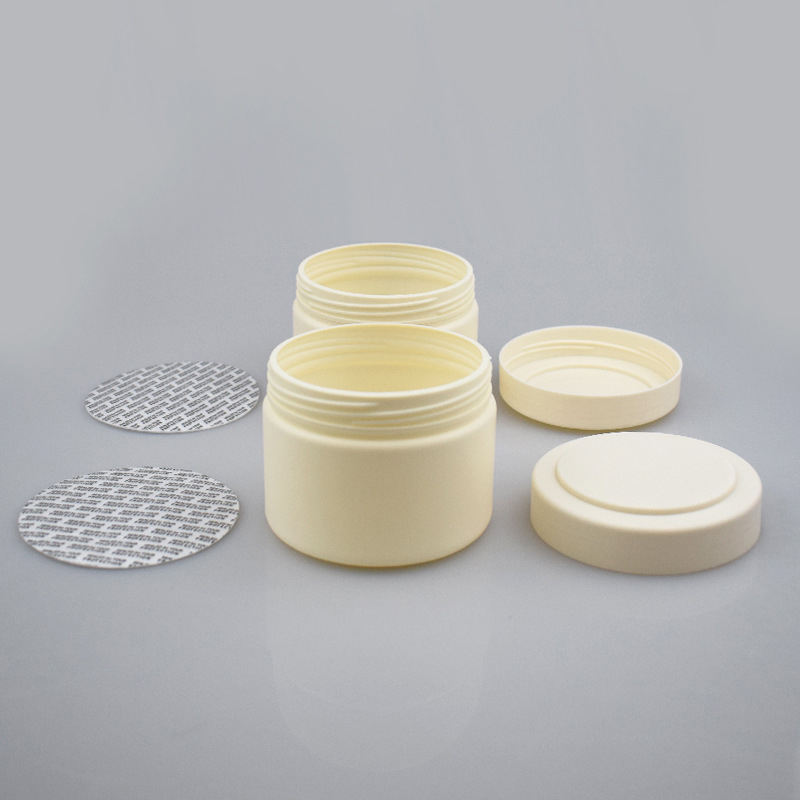 PE Sheep Oil Moisturizing Cream Jar 250g Beige Large Capacity Cosmetics Empty Wide Mouth Screw Hdpe Plastic Jar With Cover