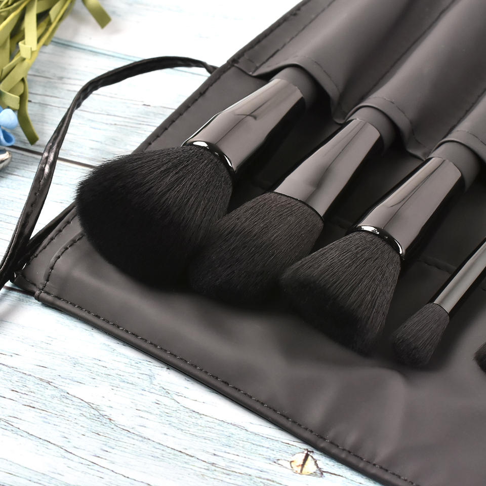 Pro 9pcs Vegan Black Your Own Brand Custom Logo Makeup Brushes Set With Case