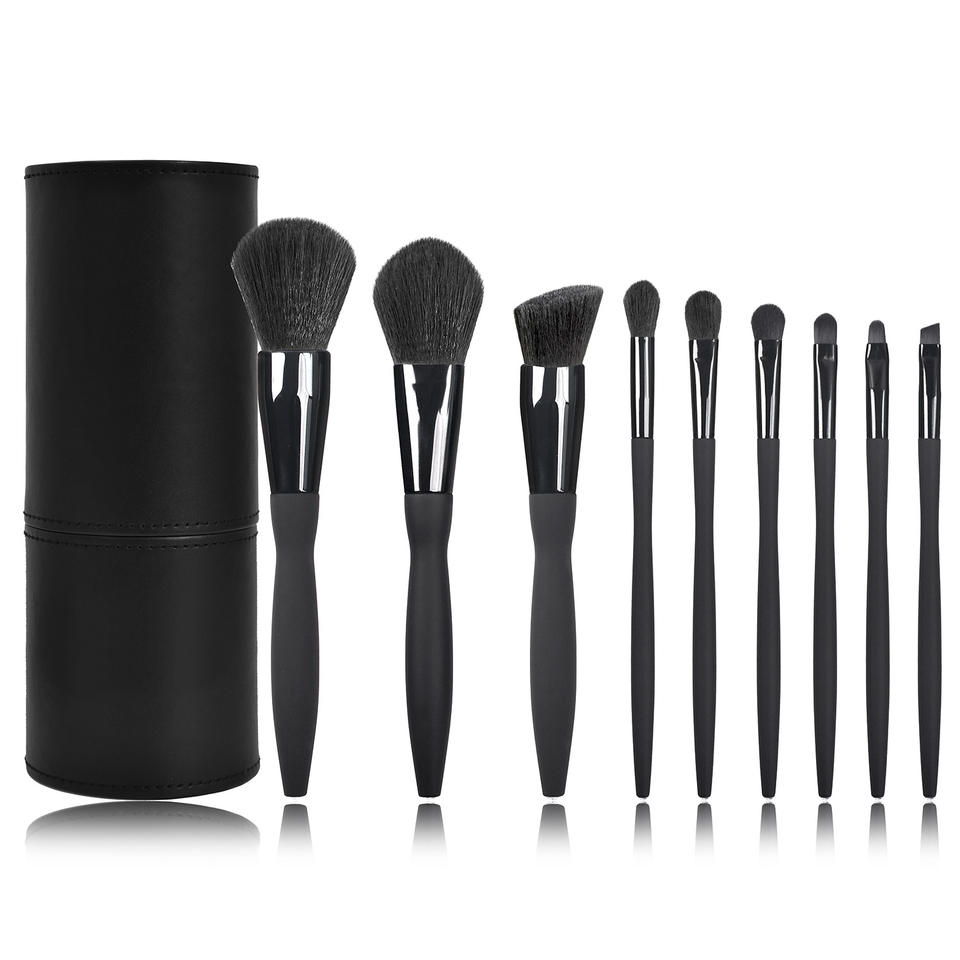 Pro 9pcs Vegan Black Your Own Brand Custom Logo Makeup Brushes Set With Case