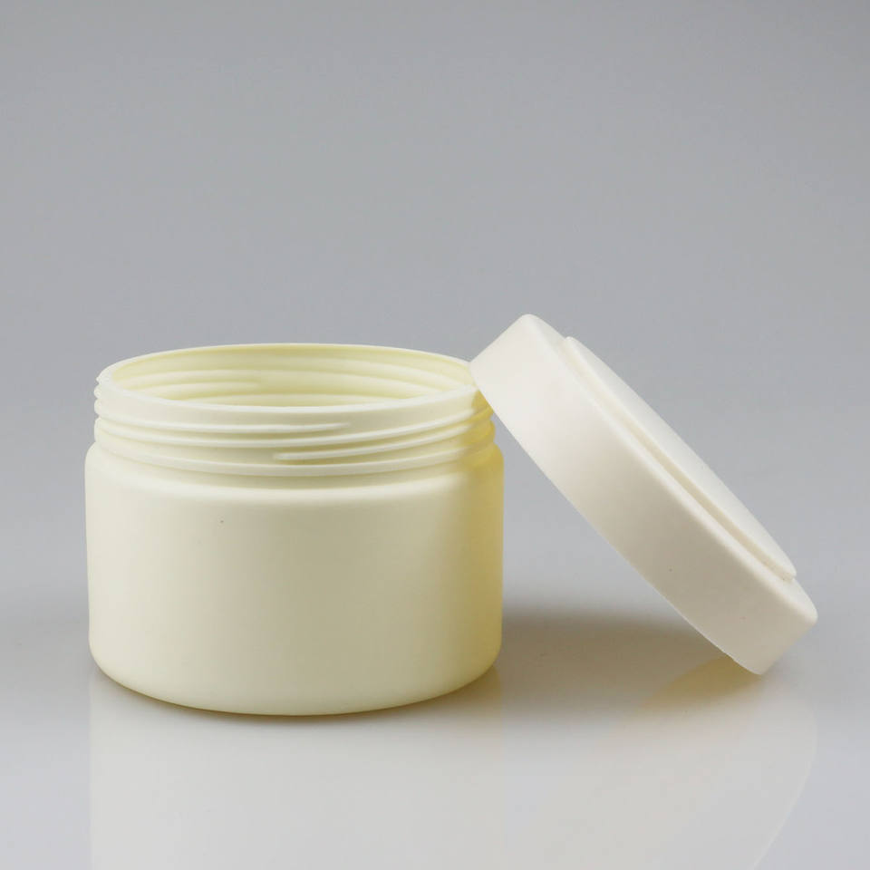 PE Sheep Oil Moisturizing Cream Jar 250g Beige Large Capacity Cosmetics Empty Wide Mouth Screw Hdpe Plastic Jar With Cover