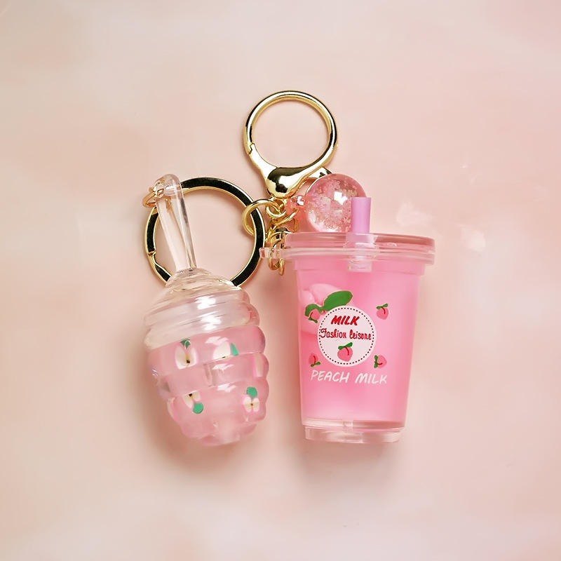 Custom Logo Kids Lip Gloss Care Pink Lip Oil Private Label Cute Travel Honey Keychain Girls Fruit Lip Gloss With Keychain Decor