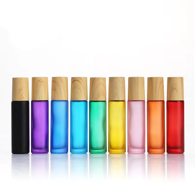 Custom 10ml Colorful Rollerball Essential Oil Perfume Glass Frosted Rollerball Bottle