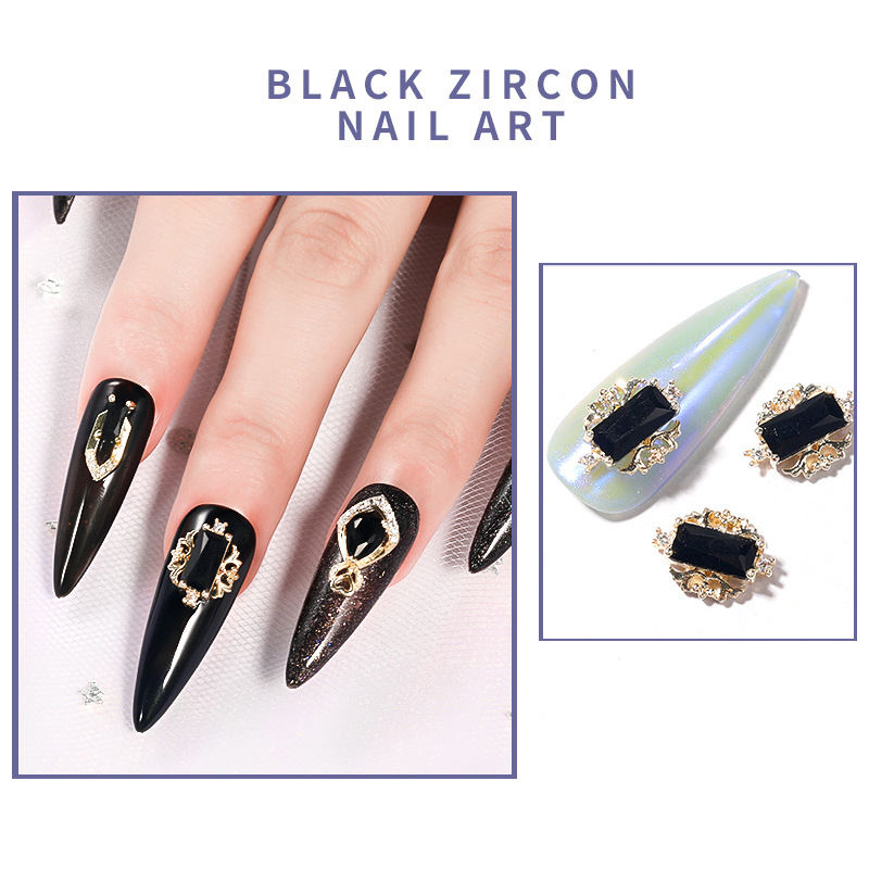 Heart Drop Rhinestones Nail Art Decorations Black Zircon Nail Jewelry Luxury Charms For Diy Nails