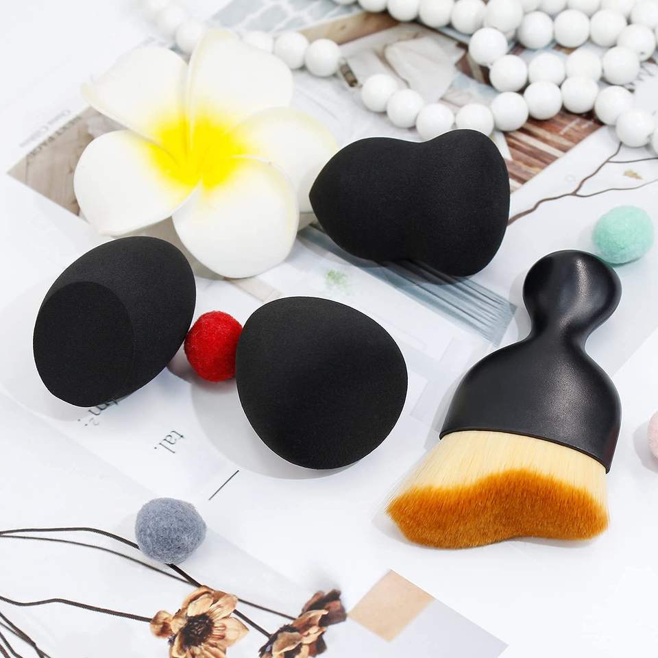 Amazon Hot Sale Customized Beauty Sponge Blenders Makeup Sponges Set With Kabuki Contour Brush