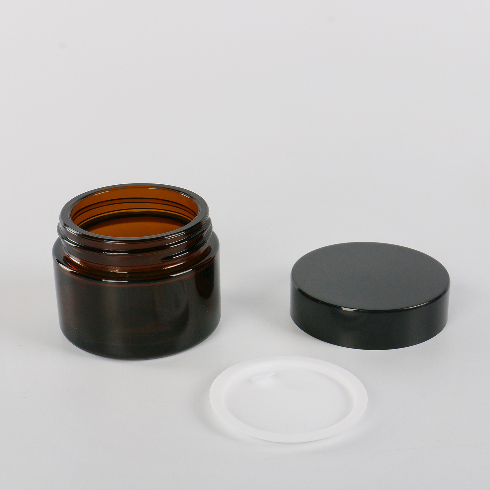 Small Empty 10g 30g 50g 100g Face Cream Cosmetic Amber Glass Jar Round With Black Lid