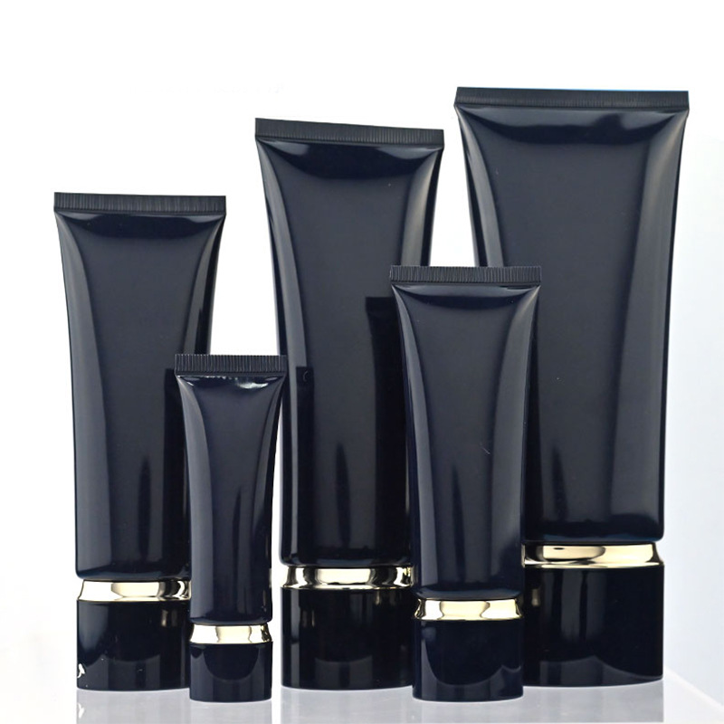 Luxury Empty 30ml 50ml 100ml 150ml 200ml Black Plastic Pe Cosmetic Squeeze Printing Tube With Screw Cover