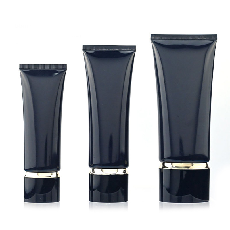 Luxury Empty 30ml 50ml 100ml 150ml 200ml Black Plastic Pe Cosmetic Squeeze Printing Tube With Screw Cover