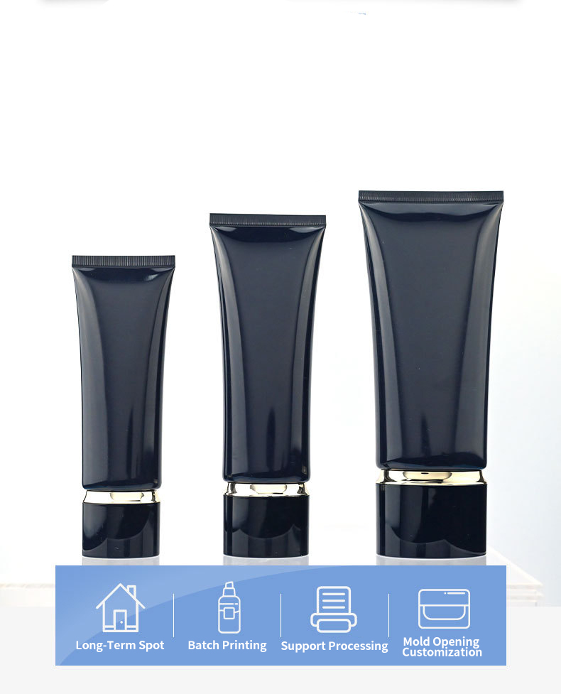 Luxury Empty 30ml 50ml 100ml 150ml 200ml Black Plastic Pe Cosmetic Squeeze Printing Tube With Screw Cover